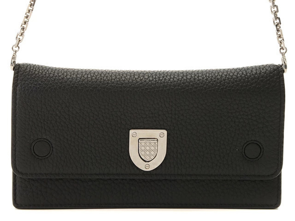 Christian Dior ama Chain Wallet Shoulder Bag Black Leather